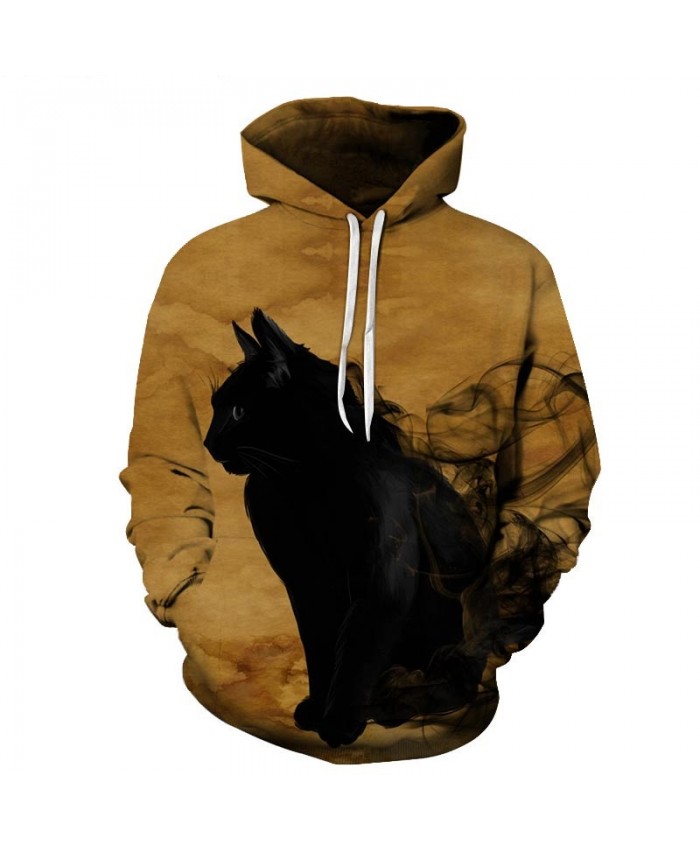 Black Smoke Cat 3D Print Mens Pullover Sweatshirt Pullover Casual Hoodie Men Streetwear Sweatshirt Hoodie Tracksuits