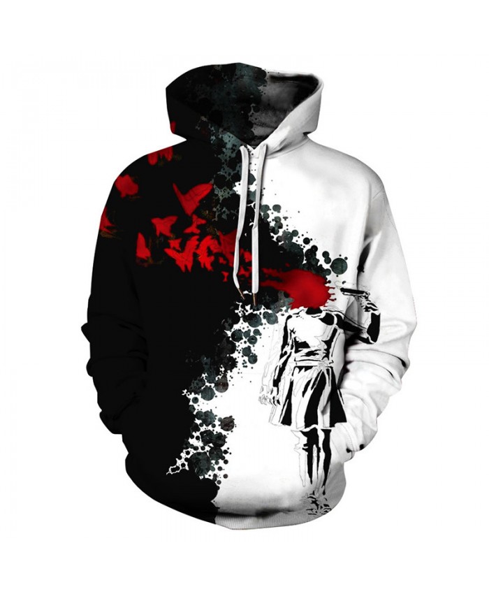 Black and white pattern printing fashion Christmas series pullover sweatshirt 3D Pattern Print Hoodies Men Women Casual Sweatshirt