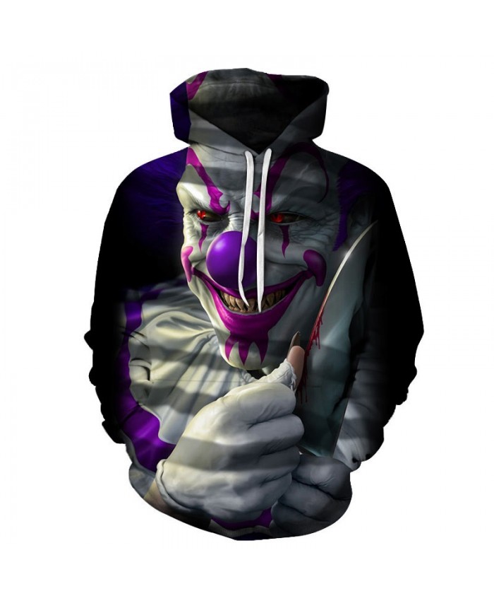 Blood Clown On The Knife 3D Printed Men Pullover Sweatshirt Clothing for Men Custom Pullover Hoodie Men Streetwear