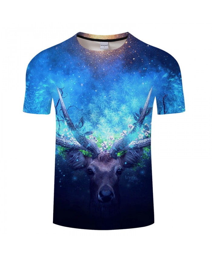 Blue Deer 3D Print T shirts Men T-shirts Brand Tops Tee Anime Streetwear Summer Short Sleeve tshirt O-neck Drop Ship