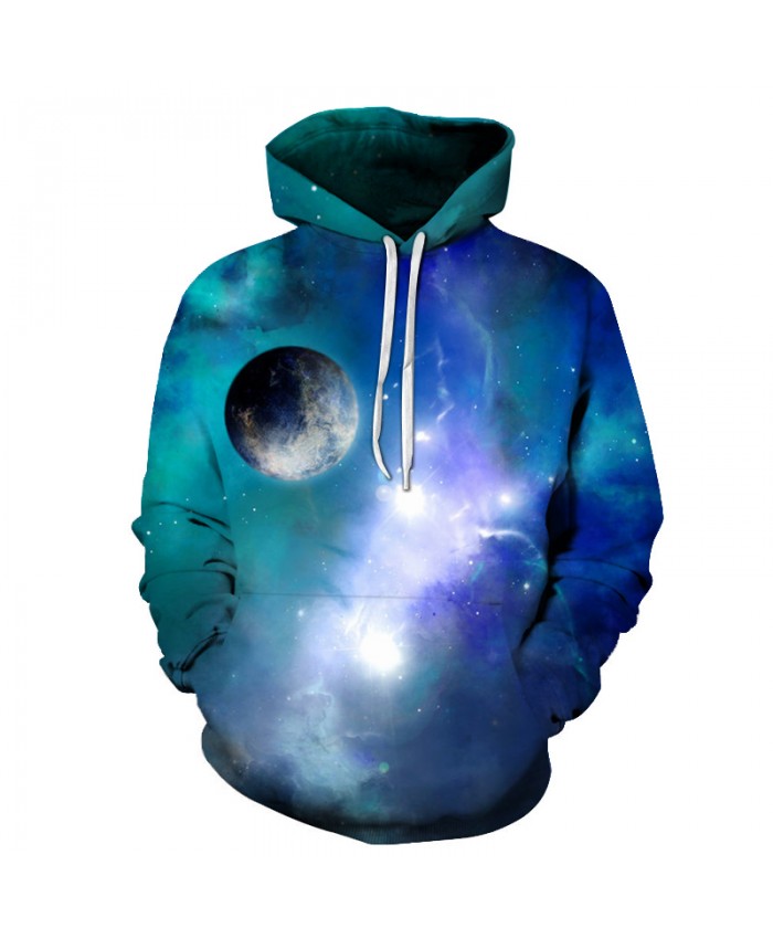 Blue Galaxy Hoodies Men Women 3D Sweatshirts Quality Outwear Male Tracksuits Hooded Pullover Skateboard Streetwear