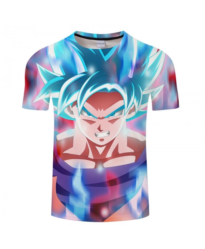 Blue Light Goku 3D Print T shirt Men Summer Cartoon Short Sleeve Tops&Tees Boy Tshirts Dragon Ball Saiyan Drop Ship
