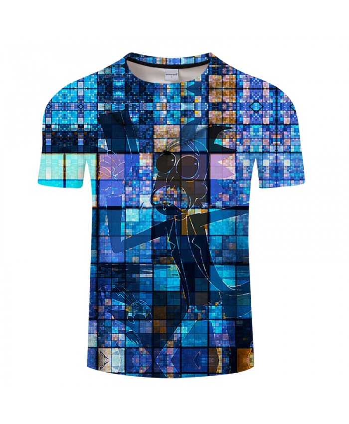 Blue Plaid&Rick 3D Print t shirt Men Women tshirts Summer Anime Short Sleeve O-neck Tops&Tee 2021 Hot Drop Ship