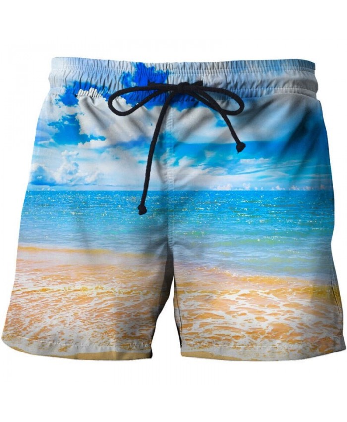 Blue Sky Men Board Shorts 3D Print Men Shorts Casual Summer Cool Men Elastic Waist Male Fitness Shorts Drop Ship