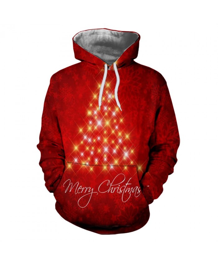 Bright Christmas Tree Men Women 3D Red Sweatshirts Hoodies Funny Santa Hoody Fashion Brand Clothing Hoodie Tops