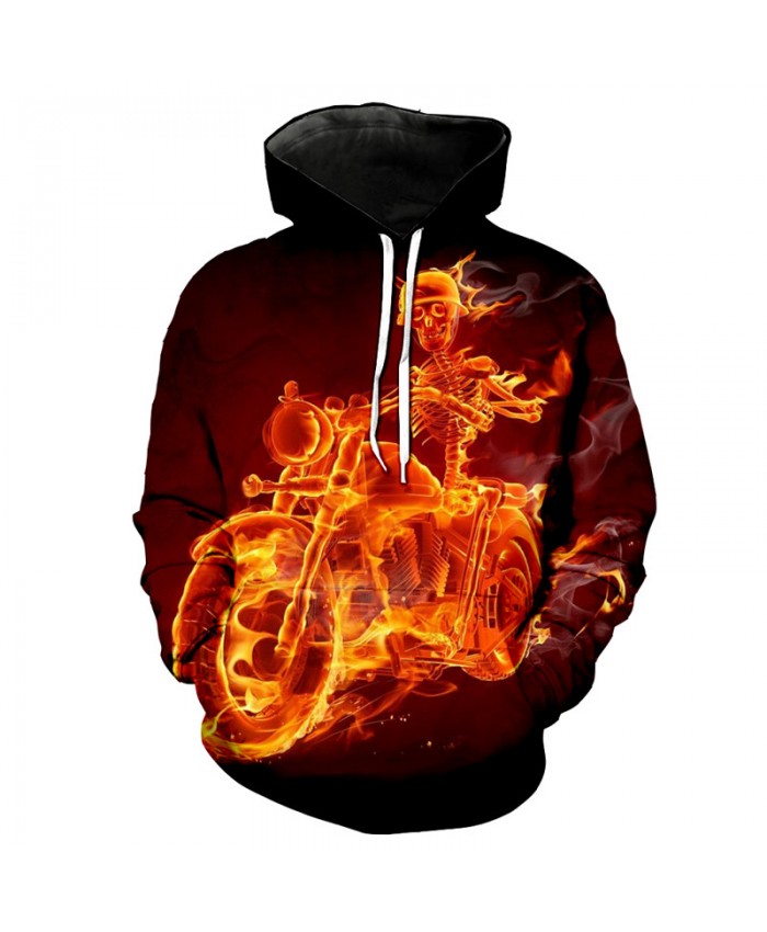 Burning Skull Knight Cool Street Hoodies Fashion Hooded Pullover Tracksuit Pullover Hooded Sweatshirt