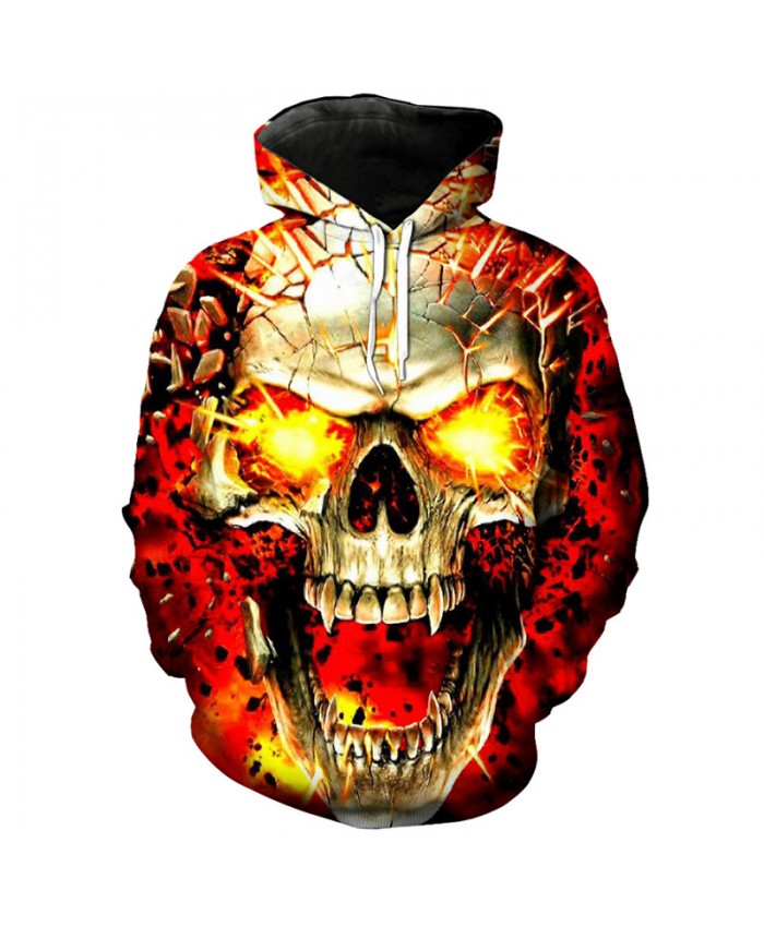 Burst Flame Skull Cool 3D Men's Hooded Sweatshirt Skull Series Fashion Pullover Streetwear Tracksuit Pullover Hooded Sweatshirt
