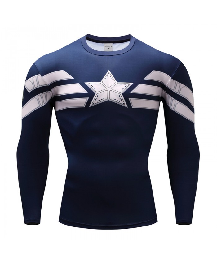 Captain American T shirts Compression Men T-Shirts Fitness Bodybuilding Tops 3D Printed Funny Long Sleeve Tees Camiseta