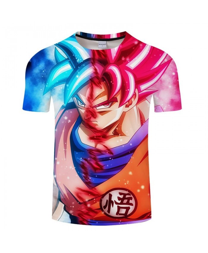 Cartoon Goku Blue-red Hair Dragon Ball 3D Print Men tshirt Anime Casual Summer Short Sleeve Male Tops&Tee Drop Ship