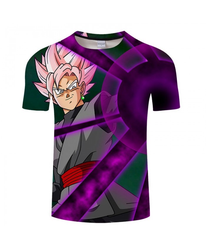 Cartoon Goku Purple Dragon Ball 3D Print Men tshirt Anime Casual Short Sleeve Male Quick Dry O-neck Drop Ship