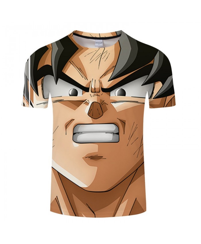 Cartoon Goku Showing White Teeth Contradict 3D Print Men tshirt Anime Casual Summer Short Sleeve Male Drop Ship