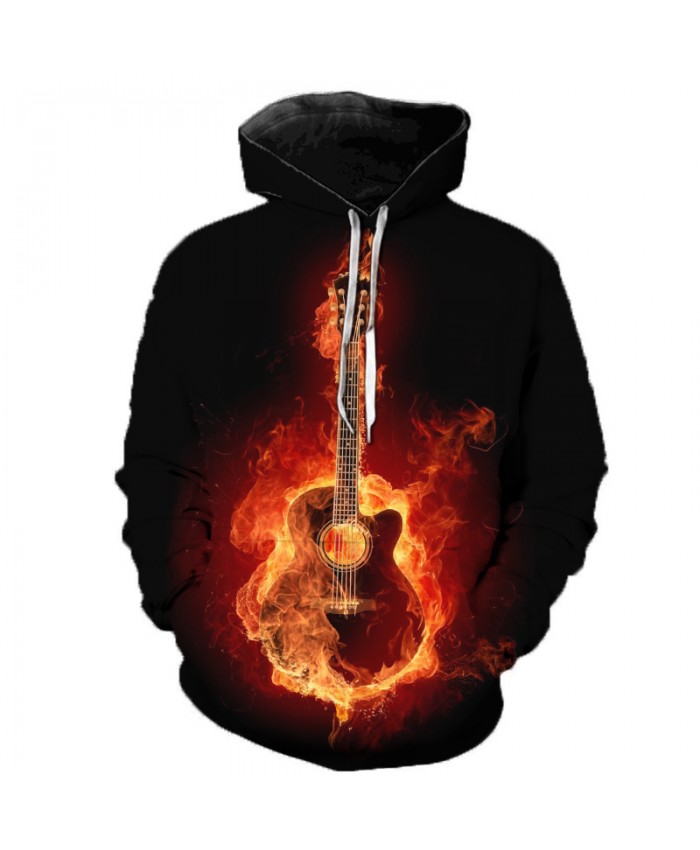Cartoon Guitar 3D Print Men Women Hooded Sweatshirts Multicolor Guitar Casual Hoodie Streetwear Personality Plus Size Hoodies
