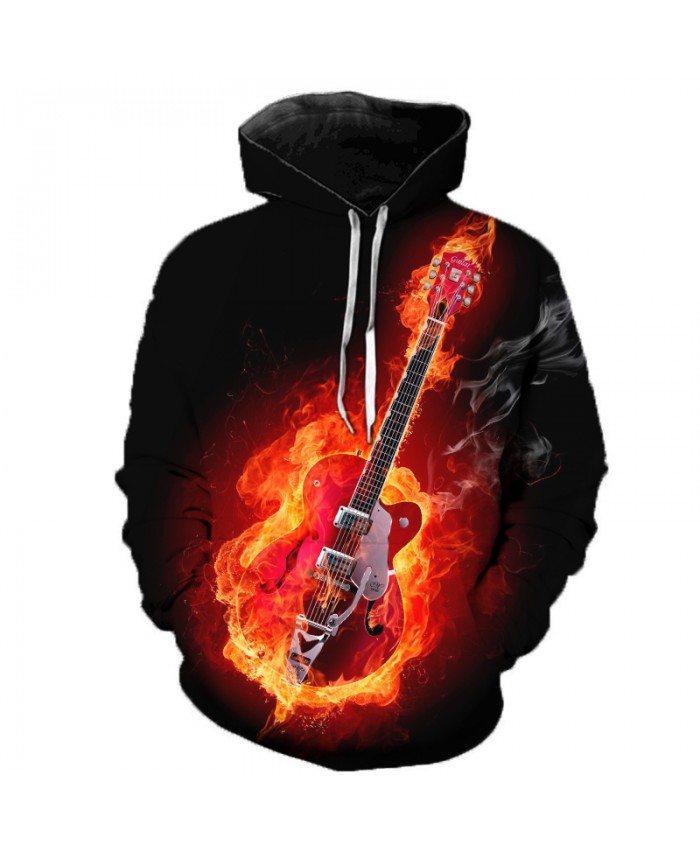 Cartoon Guitar 3D Print Men Women Hooded Sweatshirts Multicolor Guitar Casual Hoodie Streetwear Personality Plus Size Hoodies A