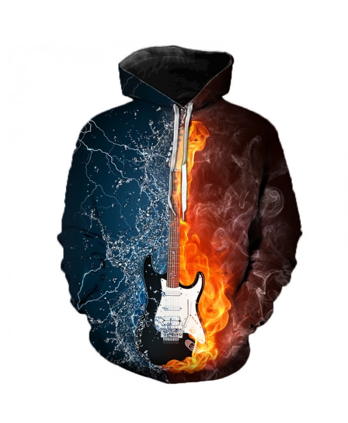 Cartoon Guitar 3D Print Men Women Hooded Sweatshirts Multicolor Guitar Casual Hoodie Streetwear Personality Plus Size Hoodies B