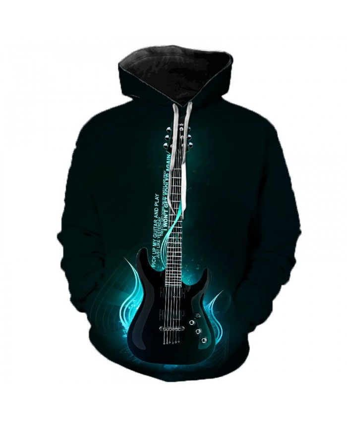 Cartoon Guitar 3D Print Men Women Hooded Sweatshirts Multicolor Guitar Casual Hoodie Streetwear Personality Plus Size Hoodies C