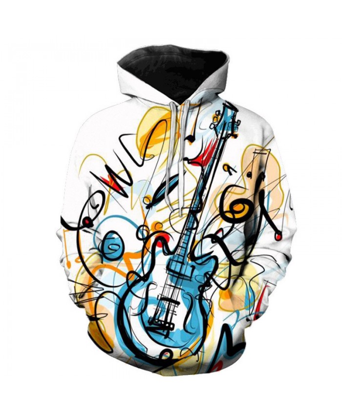 Cartoon Guitar 3D Print Men Women Hooded Sweatshirts Multicolor Guitar Casual Hoodie Streetwear Personality Plus Size Hoodies D
