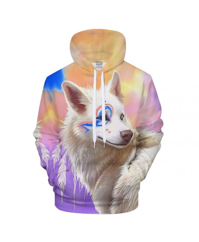 Cartoon Hoodies Wolf Hoody Men 3D Sweatshirts Male Pullover Streatwear Tracksuits Rainbow Coat Women Hoodie Drop Ship