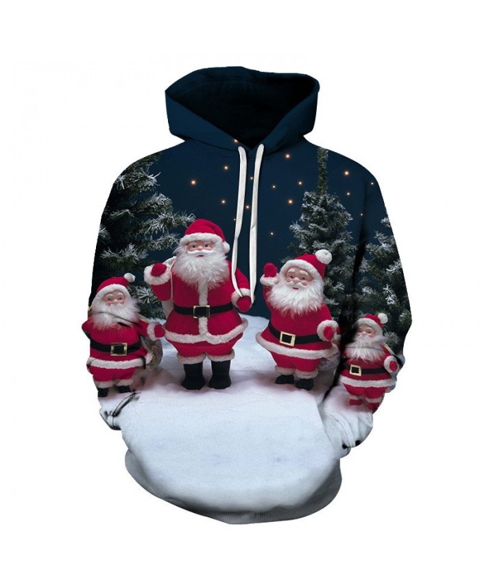 Casual Fashion 3D Hoodies Christmas Sweatshirts Sport Hoodies For Men White Bearded Old Man