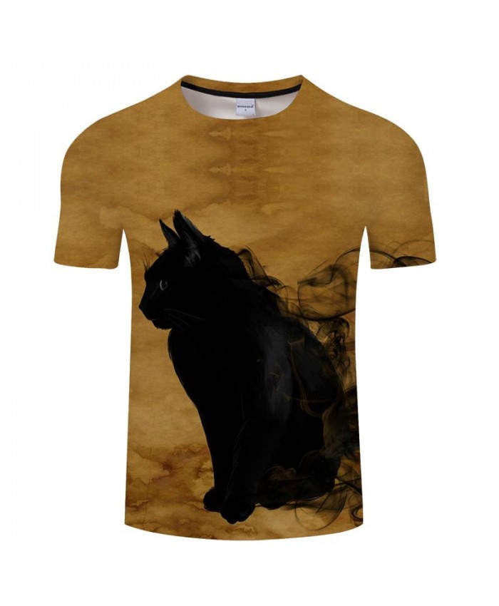 Cat Black Smoke 3D Printed Men tshirt Crossfit Shirt Casual Summer Short Sleeve Male tshirt Brand Men Round Neck Top