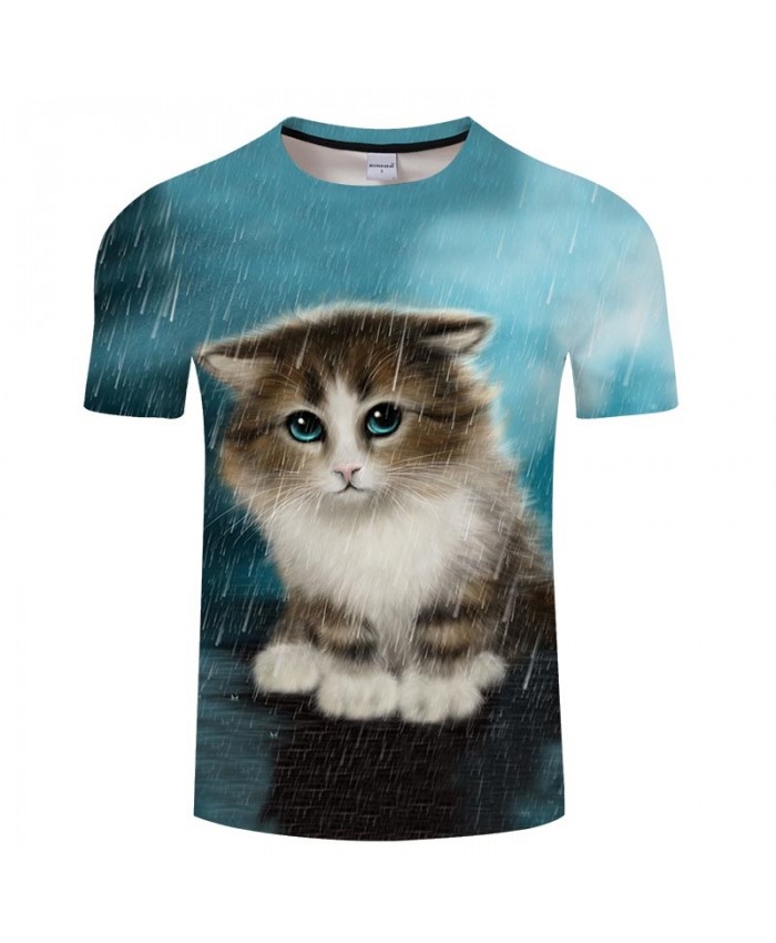 Cat In The Rain 3D Printed Men tshirt Crossfit Shirt Casual Summer Short Sleeve Men Brand T Shirt Men Round Neck