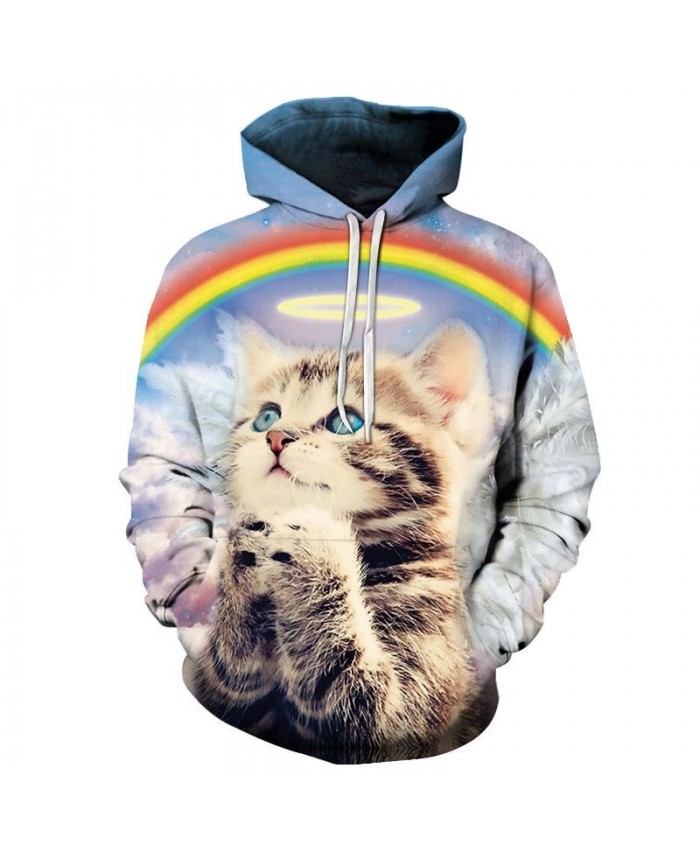 Cat Looking Up To The Sky Mens Pullover Sweatshirt hoodies Pullover Sweatshirt Casual Hoodie Long Sleeve Tops Men