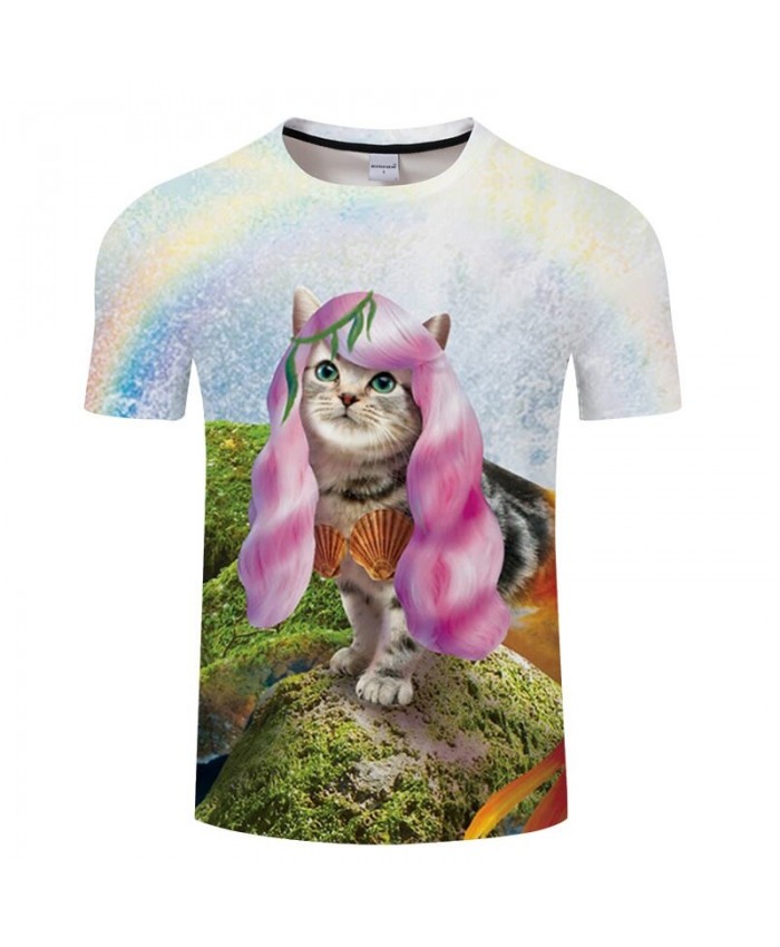 Cat Print Animal Men T-shirt harajuku tshirt Summer Casual Casual Fashion Hip Hop Top Anime Tee Unisex Drop Ship