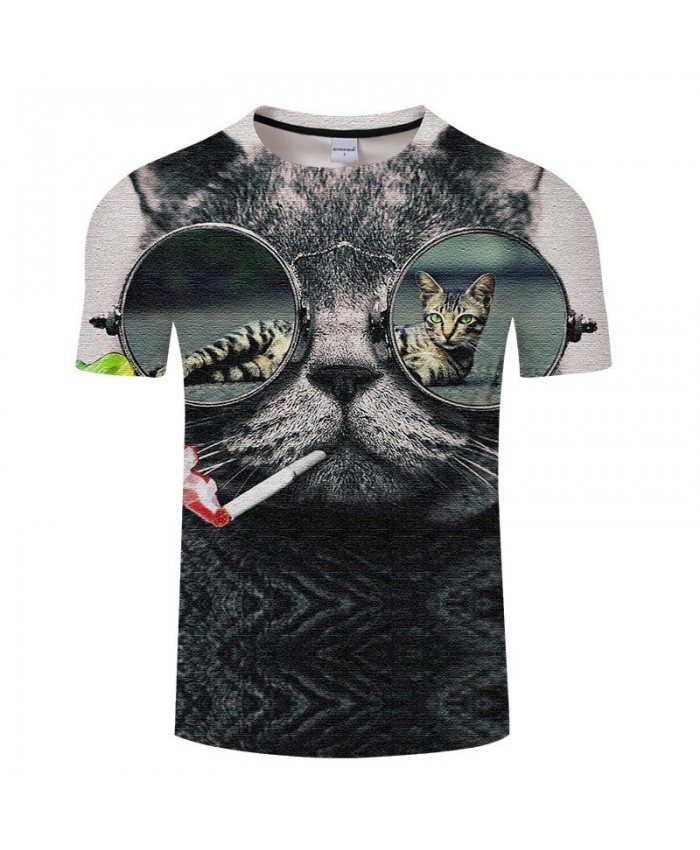 Cat Pumping Colored Smoke 3D Print Men tshirt Crossfit Shirt Casual Summer Short Sleeve Male tshirt Brand O-neck Men