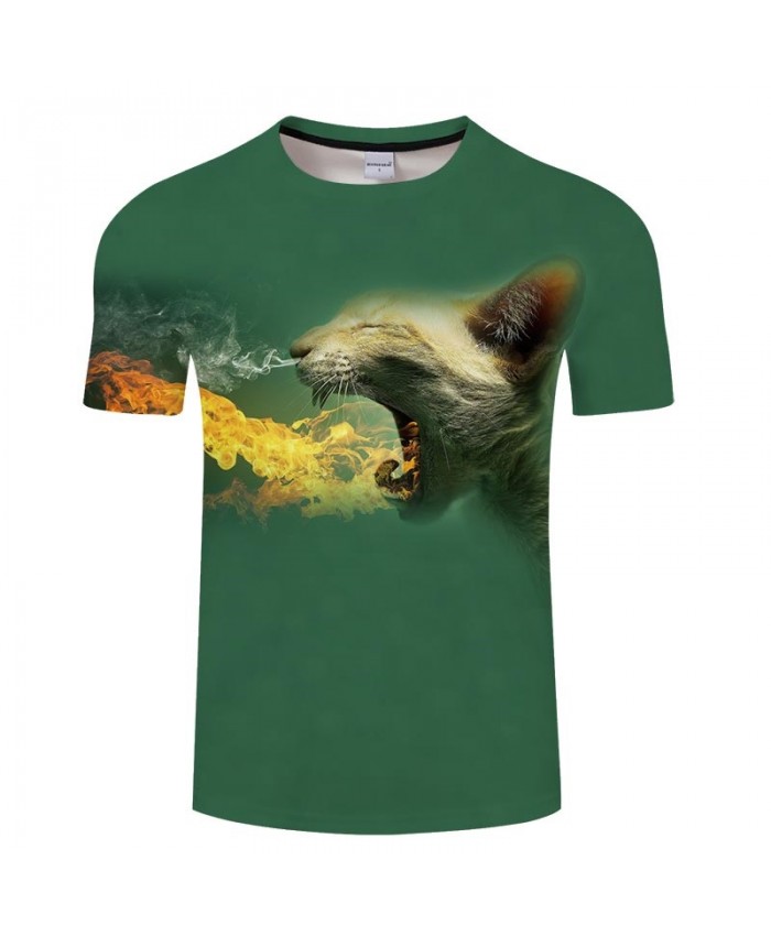 Cat Spit Fire And Smoke 3D Printed Men tshirt Crossfit Shirt Casual Summer Short Sleeve Men Brand T Shirt O-neck Men