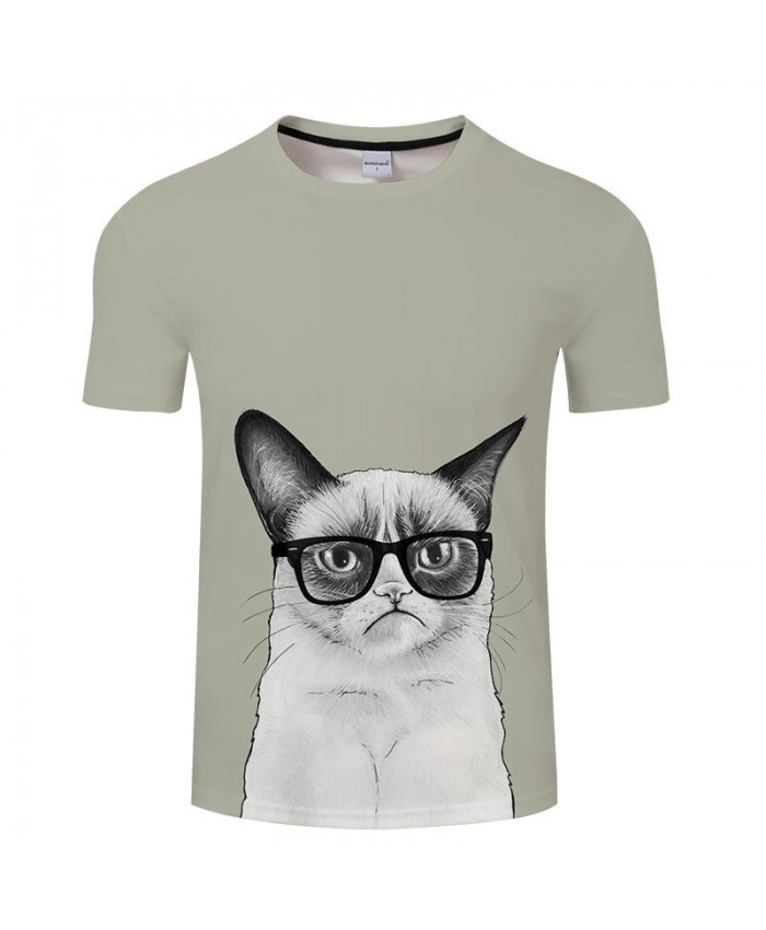 Cat Wearing Glasses 3D Printed Men tshirt Crossfit Shirt Casual Summer Short Sleeve Male tshirt Brand Round Neck Men