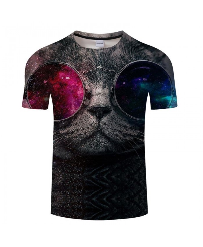 Cat Wearing Star Glasses 3D Print Men tshirt Crossfit Shirt Casual Summer Short Sleeve Male tshirt Brand O-neck Men