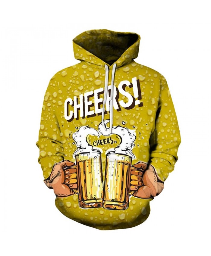 Cheers Beer 3D Print Men Pullover Sweatshirt Pullover Hoodie Casual Hoodies Fashion Men Hoodie Streetwear Sweatshirt
