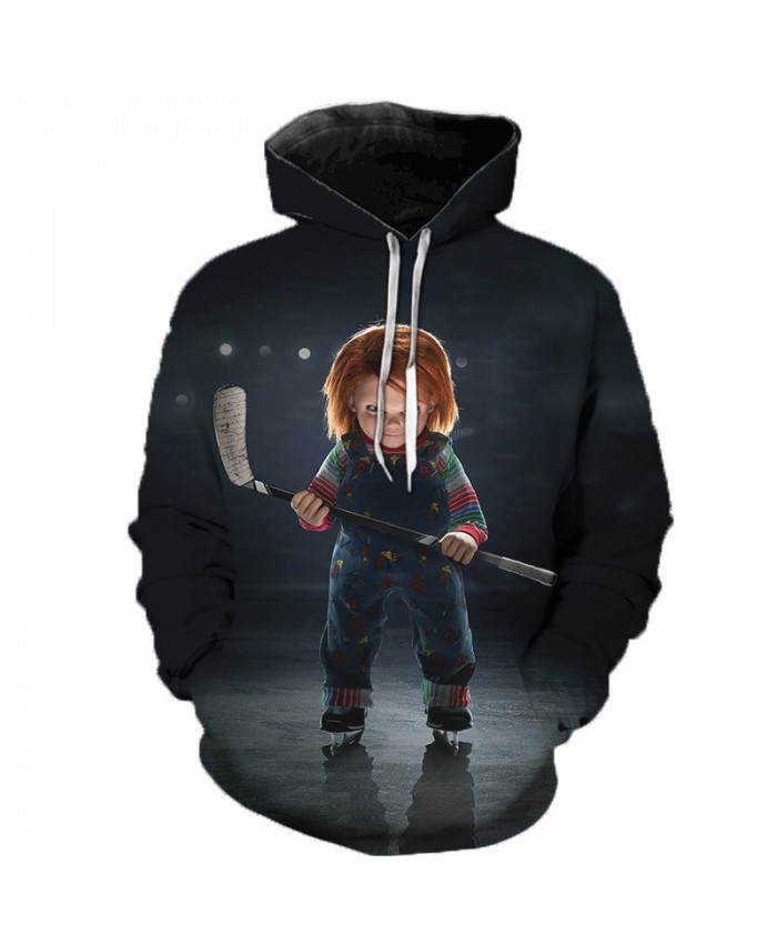 Child's Play Chucky 3D Hoodie Sweatshirts Men Women Horror Movie IT Clown Casual Pullover Halloween Streetwear Oversized Hoodies E