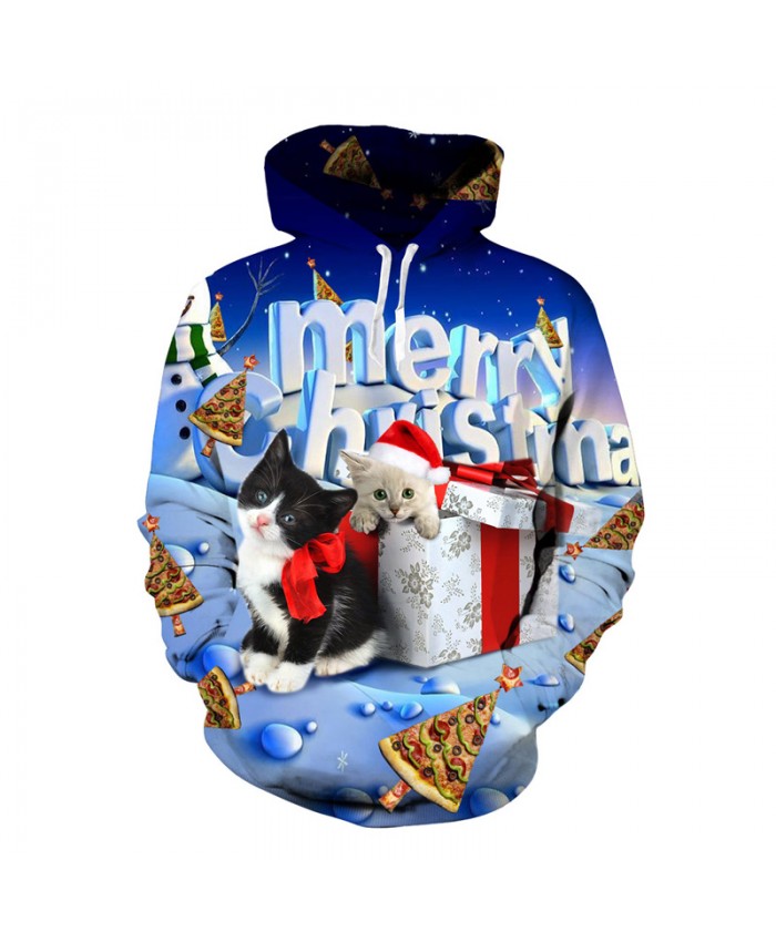Christmas Cat Hoodies 3d Hoody Sweatshirt EUR Size Moletom Cute Unisex Hip Hop Men's Tracksuit Pullover Dropship
