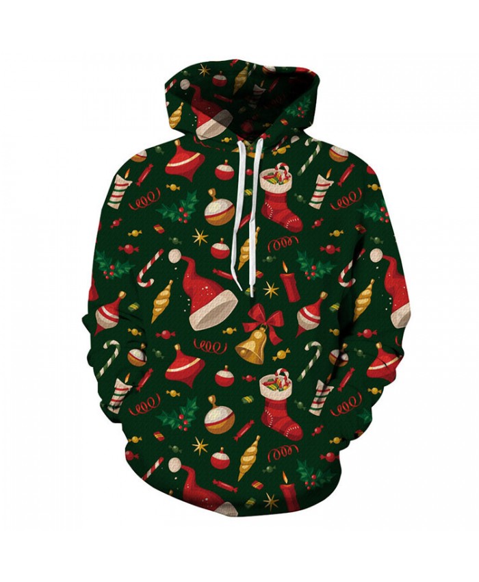 Christmas Hat Christmas Bell Hoodies 3D Sweatshirts Men Women Hoodie Print Couple Tracksuit Hooded Hoody Clothing