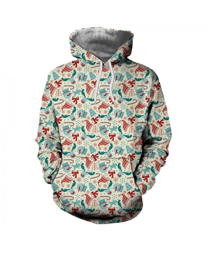 Christmas Hat Pattern Christmas Hoodies 3D Sweatshirts Men Women Hoodie Print Couple Tracksuit Hooded Hoody Clothing