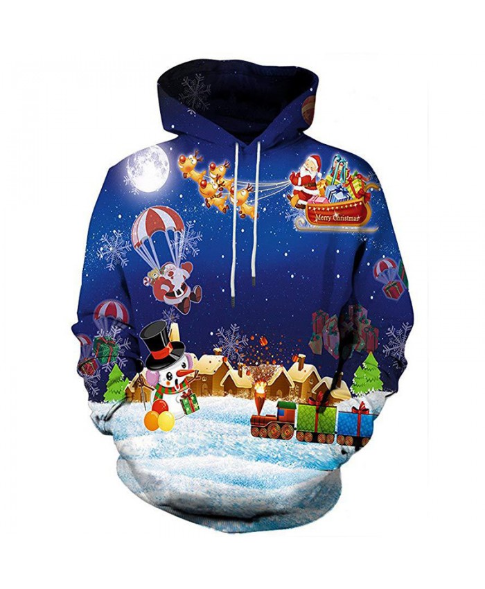 Christmas Santa Claus landing Christmas Hoodies 3D Sweatshirts Men Women Hoodie Print Couple Tracksuit Hooded Hoody Clothing