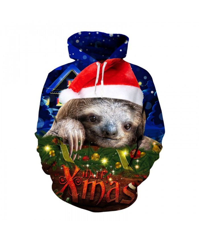 Christmas Sloth Hoodies 3d Print Hoody Sweatshirt EUR Size Tops Animal Unisex Hip Hop Tracksuit Pullover Drop Ship
