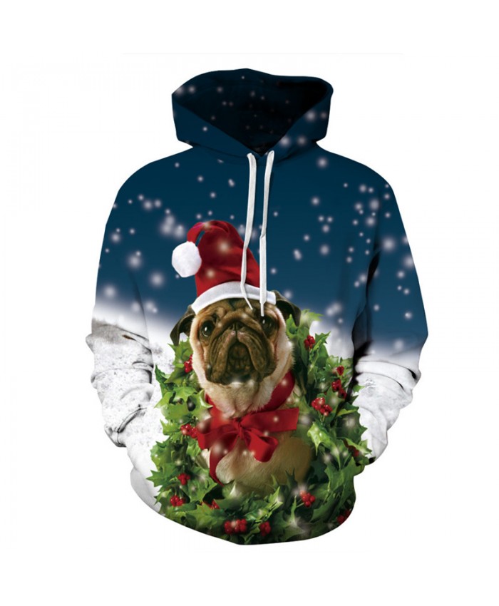 Christmas Style Cute Puppy Printing Neutral Hoodie Dog Sweatshirt