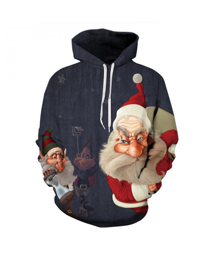Christmas Style Funny Dwarf Santa Claus Neutral Hooded Sweatshirt Fashion Pullover sweatshirt 3D Pattern Print Hoodies Men Women Casual Sweatshirt