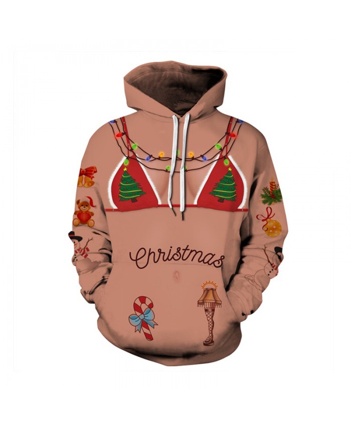 Christmas Tree Bra Ugly Christmas Hoodie 3d Print Funny Men Women Thin Pullovers Mens Tracksuit Unisex Casual Plus Size Hooded Jacket
