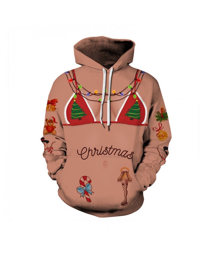 Christmas Tree Bra Ugly Christmas Hoodie 3d Print Funny Men Women Thin ...