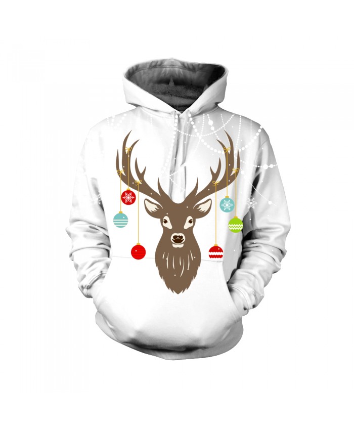 Christmas funny reindeer pattern Fashion Christmas Hoodie Sweatshirt