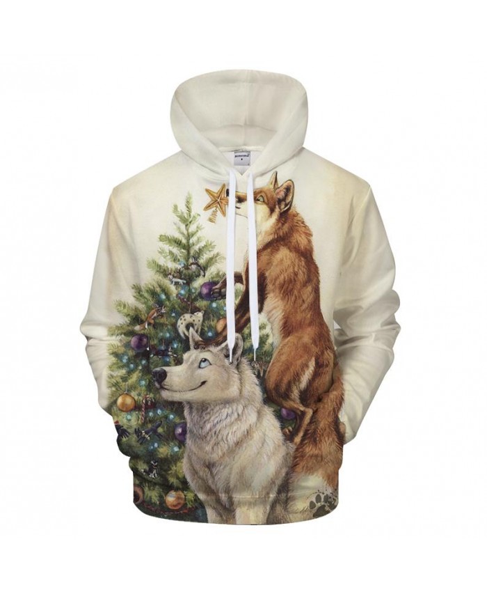 Christmas tree Hoody 3D Wolf Hoodies Men Women Sweatshirt Streatwear Tracksuit Harajuku Coat Unisex Pullover DropShip