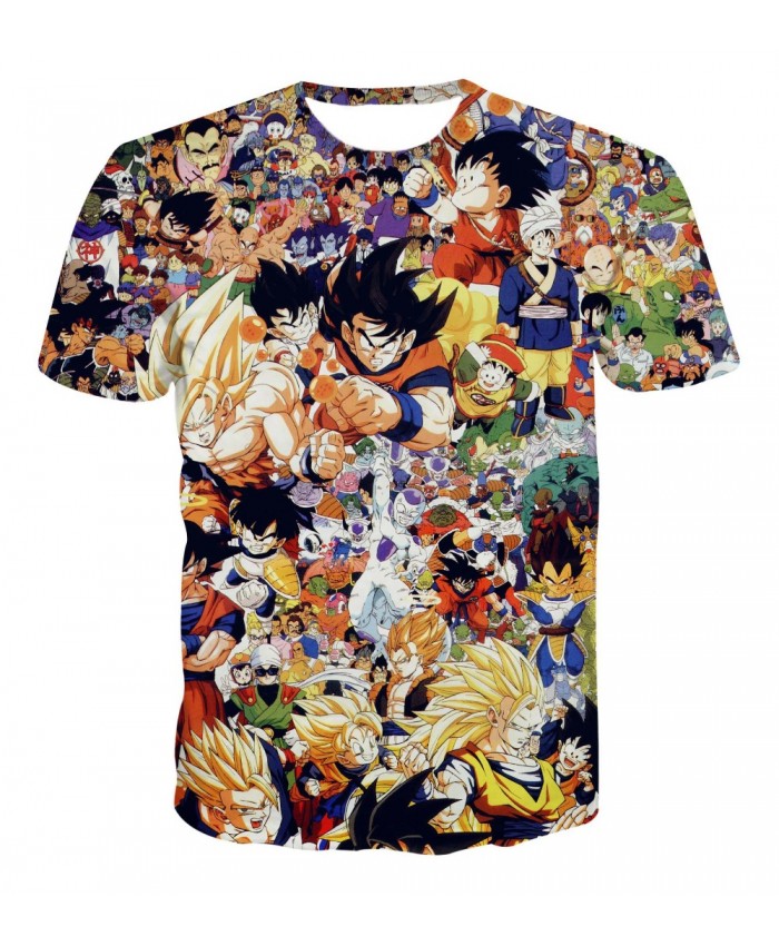 Classic Anime Dragon Ball Z Characters t shirts Fashion Cartoon Vegeta Goku 3d t shirt Street tees Women Men Casual shirts tops
