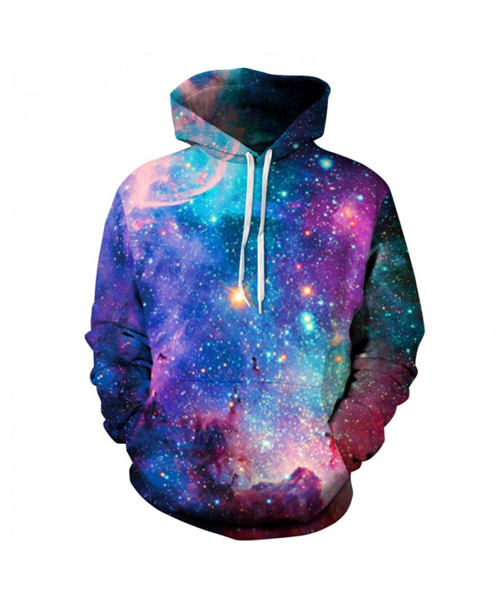 Colorful Galaxy Print Men Women Casual Hooded Sweatshirt Fashion Pullover