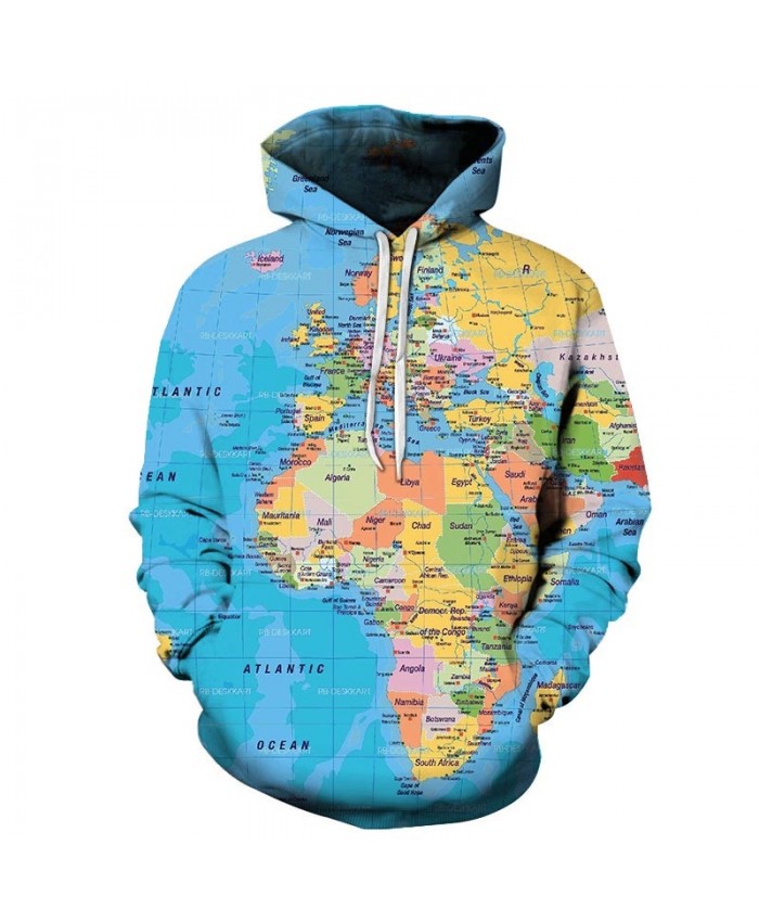 Colorful Map 3D Printed Men Pullover Sweatshirt Pullover Hoodie Casual Streetwear Sweatshirt Fashion Men Hoodie