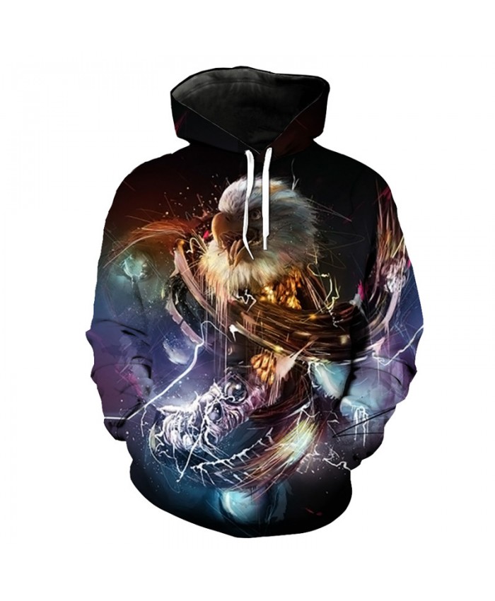 Colorful Music Eagle Print Fashion Hooded Sweatshirt Purple Pullover Casual Hoodie Autumn Tracksuit Pullover Hooded Sweatshirt