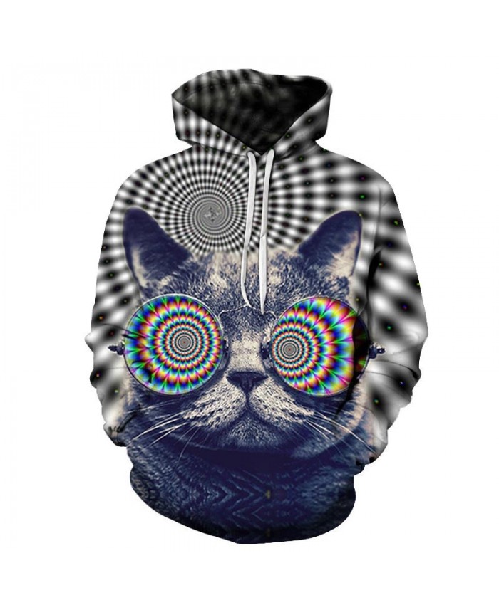 Colorful Petals Cat 3D Printed Mens Pullover Sweatshirt Pullover Casual Hoodie Men Streetwear Sweatshirt Hoodie Tops