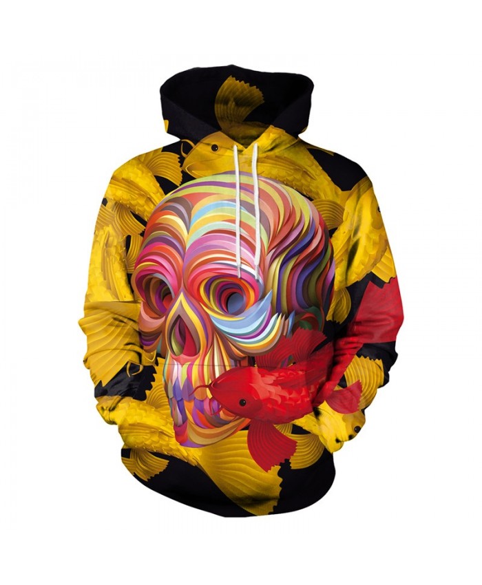 Colorful Skull Hoodies Men Women 3d Sweatshirts With Hat Hoodies Hand Painted Print Colorful Blocks Skull Hooded Hoodies