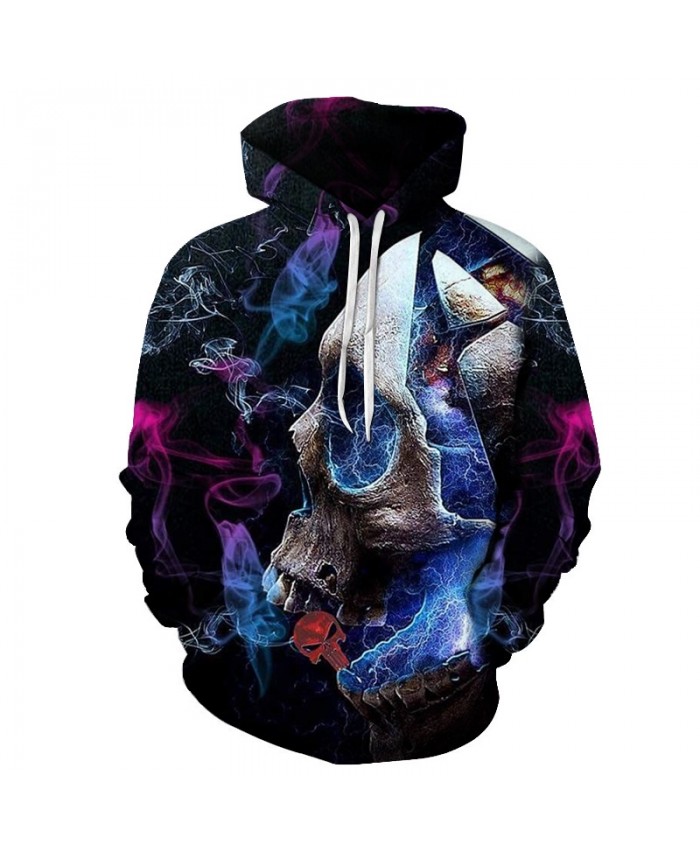 Colorful Smoke Printed Hoodies Unisex Mens Skull Hoodie 2021 Autumn Sweatshirt Pullover Streetwear Drop Ship